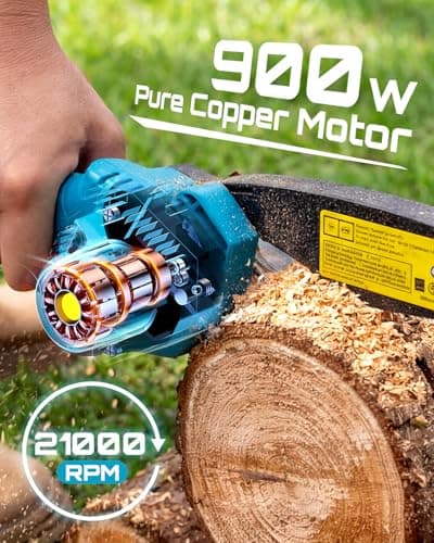 Seesii Mini Chainsaw, 6-inch Mini Chainsaw Cordless, Handheld Electric Power Chain Saw with 2 Batteries, for Tree Trimming Wood Cutting, Best Gifts for Father, Dad, Husband, Men thumbnail 8