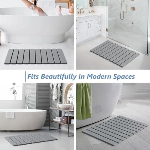 Miniatura de Tapete de Baño Plegable de Piedra Diatomea AWW, 60x39 cm, Gris 5