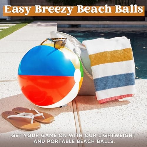 JOYIN 4-Pack 20" Beach Balls - Large Rainbow Beach Ball Inflatable Pool Toys for Party Supplies Decorations, Adults Kids Birthday Luau Summer Beach Water Games Beachball Party Favo thumbnail 6