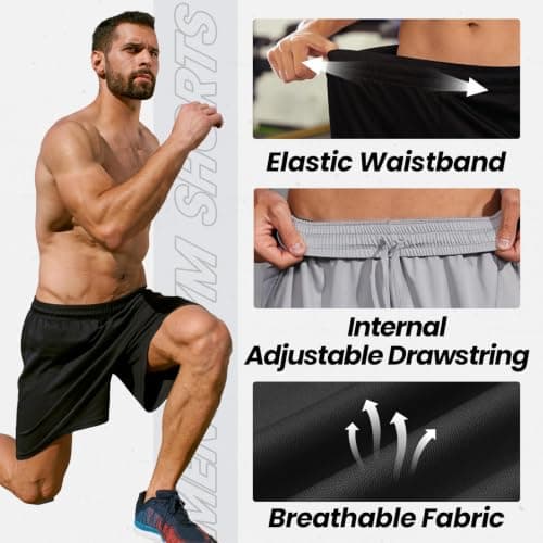 BALENNZ Mens Athletic Shorts with Pockets Quick Dry Workout Shorts Men5BL thumbnail 3
