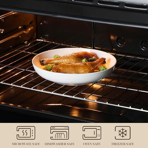 MALACASA 10" Large Pasta Bowls, 56 OZ White Salad Bowls Soup Bowls, Porcelain Serving Bowls Set of 4, Large Kitchen Bowl Plates Pasta Plates, Microwave & Dishwasher Safe, Series RE thumbnail 4