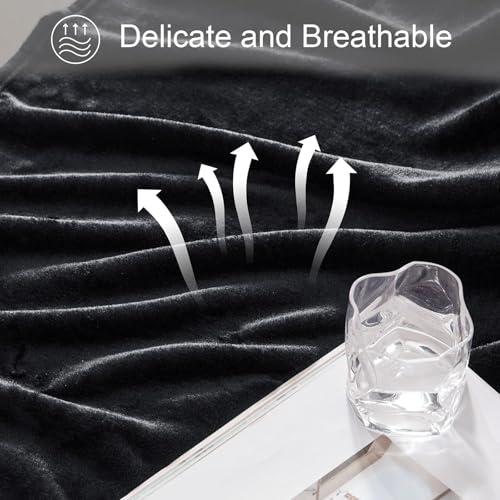 Exclusivo Mezcla Fleece Black Throw Blanket for Couch, Sofa, Super Soft and Warm Blankets, All Season, Cozy, Plush, Lightweight, 50x60 Inches thumbnail 6