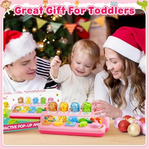 Duchong Toys for 1 Year Old Girls, Interactive Pop Up Toy with Music & Light, Montessori Learning Toys for Infant Baby Toddler 9-12-18 Months, First 1st Birthday Gifts for Girls Bo