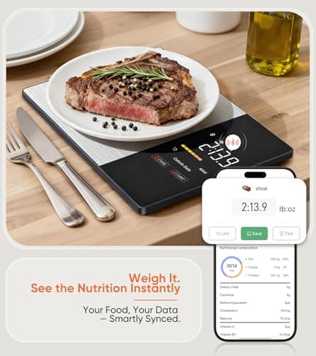 Báscula de Cocina Inteligente KUAIVO con Pantalla LED y Seguimiento Nutricional