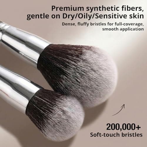 BEAKEY Makeup Brushes Set, Professional Foundation Eyeshadow Concealer Blush Powder Bronzer Applicator, 2 Blender Sponge with Beauty Paper Case thumbnail 4