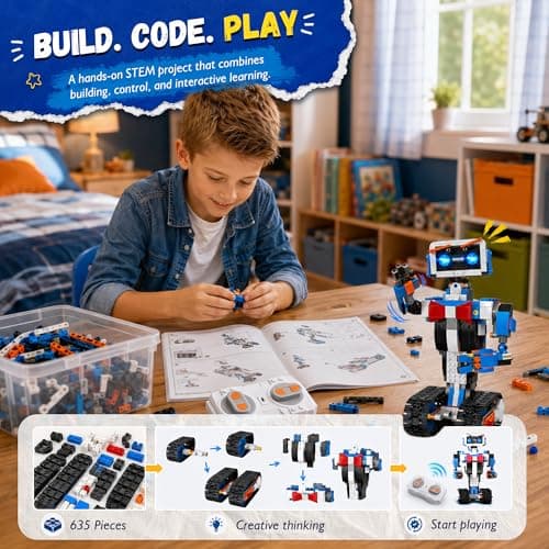 okk Robot Building Toys for Boys, STEM Projects for Kids Ages 6-12, Remote & APP Controlled Engineering Learning Educational Coding DIY Building Kit Rechargeable Robot Toy Gifts fo thumbnail 4