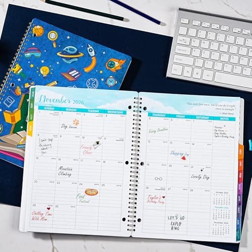 Agenda Escolar 2026-2027 con Pestañas y 3 Perforaciones