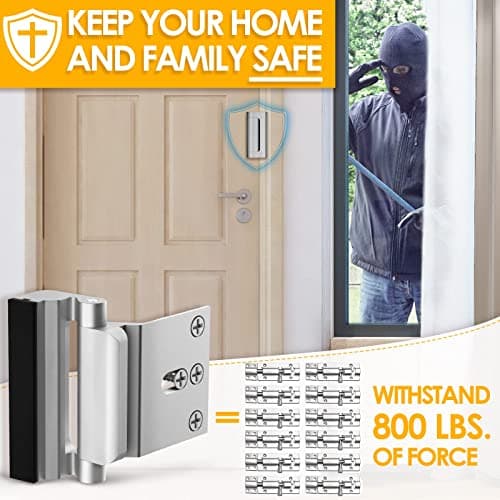 Home Security Door Lock, 2 Pack Childproof Door Reinforcement Lock with 3 Inch Stop Withstand 800 lbs for Top Front Inward Swinging Door, Upgrade Flip High Night Lock to Defend You thumbnail 3