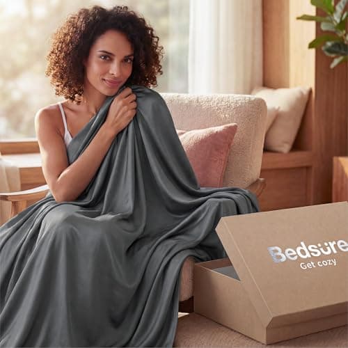 Bedsure Lightweight Cold Blanket for Summer, Bed Cooling Blanket Throw Size for Hot Sleepers, Ice Cool Essentials for Hot Nights, Breathable Thin Bedding for Teens, Adults, Dark Gr