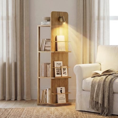 Miniatura de Librero Giratorio nesture. de 4 Niveles con Luz y Giro 360° para Espacios Pequeños 4