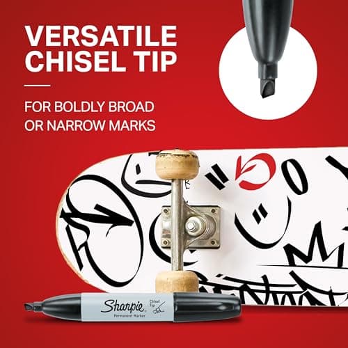 Sharpie Permanent Markers, Chisel Tip, Black, 12 Count - Home, School, Office Supplies thumbnail 5