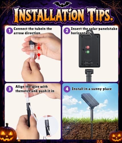 12 Pack Halloween Outdoor Decorations Solar Pathway Stake Pumpkin Lights thumbnail 7