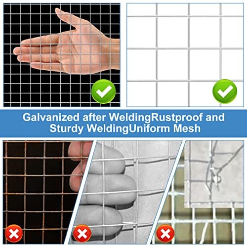 Land guard 19 Gauge Hardware Cloth, 1/2 inch 48inch×100ft Chicken Wire Fence, Galvanized Welded Cage Wire Mesh Roll Supports Poultry Netting Cage Fence………