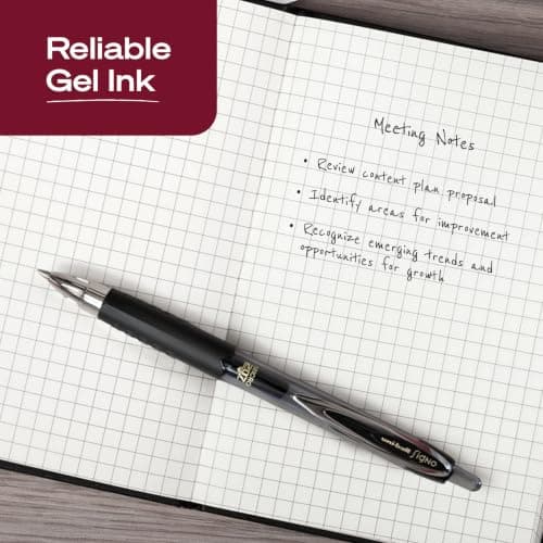 (S&S) uniball™ 207 Gel Pens, Black Ink, 0.5mm Micro Point, Retractable, 5 Count thumbnail 3