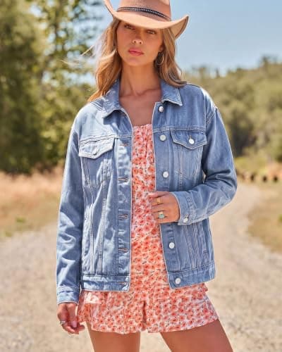 Miniatura de Chaqueta de mezclilla oversized para mujer Luvamia 4