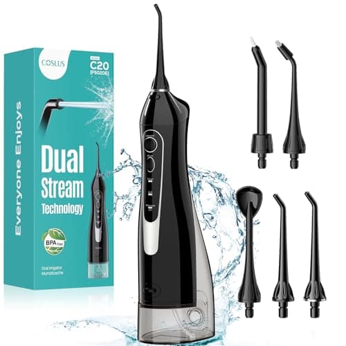 Irrigador Dental COSLUS C20 Aceptado por ADA, Kit Profesional Negro
