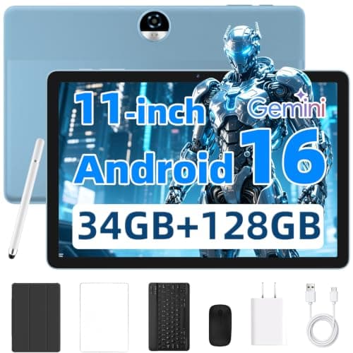 Tablet Android 11" Octa-core con IA Gemini, Widevine L1. Incluye Kit Completo: Teclado, Funda, Mouse, Lápiz Óptico. Pantalla HD, Wi-Fi, BT 5.0, Cámara Dual, GPS