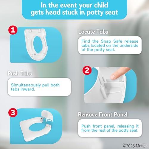 Fisher-Price™ 2-N-1 Potty Trainer with Flushing Sounds, Chart & Storage – White Floor Potty Chair with Splash Guard, Removable Ring & Bowl, Patented Snap Safe Ring Technology