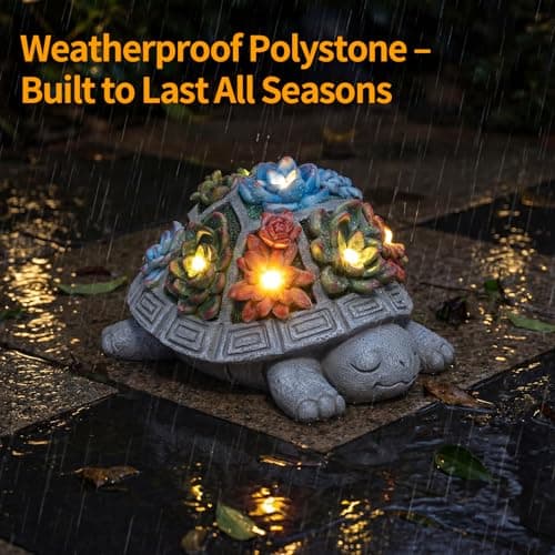 Snclriao Solar Turtle Garden Decor Outdoor Statue, 7 Succulent LED Lights thumbnail 5