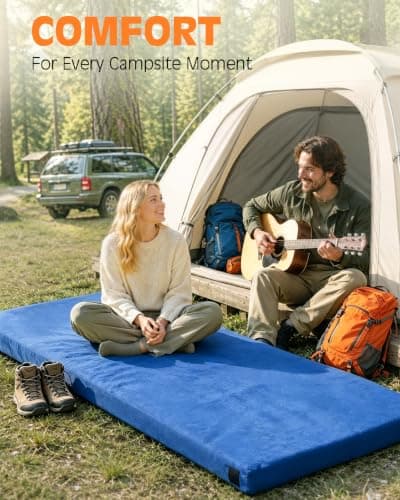 Colchón GAIALOOP de Camping Memory Foam 3" Doble Capa (72x24x3") - ¡Portátil para Coche, Tienda o Catres!