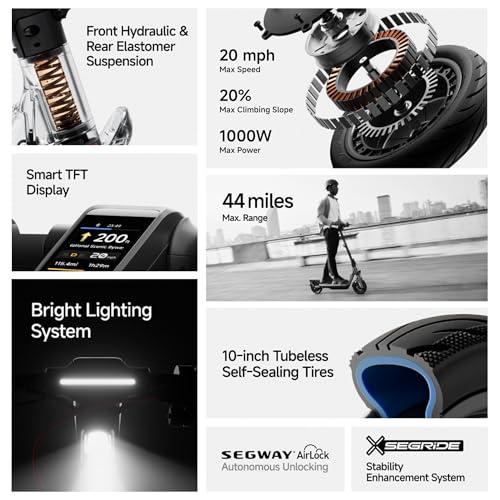 Segway Ninebot F3 Electric Scooter, 20 MPH w/ 44-Mile Range, 10" Tubeless Tires, Front Hydraulic & Rear Elastomer Suspension, UL2271/2272 Certified thumbnail 2