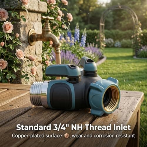 Groiha 2 Way Garden Hose Splitter, Heavy Duty Metal Y Hose Connector with Shut Off Valves, Dual Outlet Water Spigot Splitter for 3/4" Garden Hose, Leak-Proof Design with Rubberized Grips
