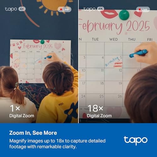 Tapo 4K Indoor Pan/Tilt Wired Security Camera - Works as a Baby Monitor, Person/Pet Detection, Facial Recognition, 360° AI Motion Tracking, Subscription-Free Local Storage or Optio thumbnail 4