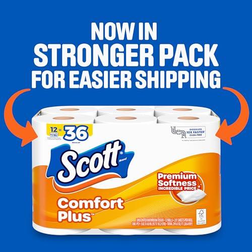 Scott ComfortPlus Toilet Paper, 12 Triple Rolls, 231 Sheets per Roll, Septic-Safe, 1-Ply Toilet Tissue thumbnail 2