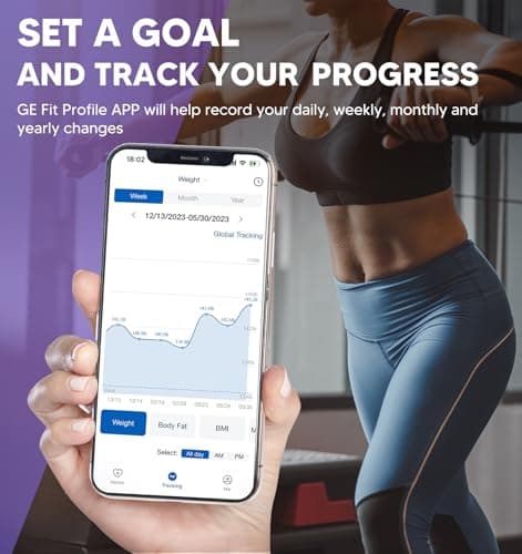 GE Smart Scale for Body Weight: 8-Electrode Digital Bathroom Scale for Weight Fat BMI Muscle Mass Full Body Composition Analyzer 50 Measurements Bluetooth Highly Accurate Weighing  thumbnail 7