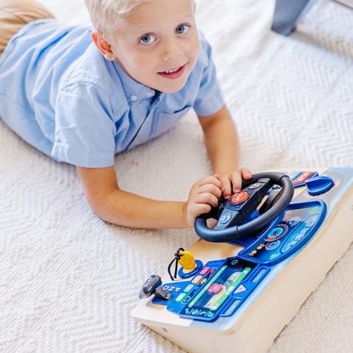 Melissa & Doug Vroom & Zoom, Interactive Wooden Dashboard, Racing Car Steering Wheel Toy, Lights & Sounds, Preschool Learning Toys for Girls & Boys 3+ - FSC Certified thumbnail 10