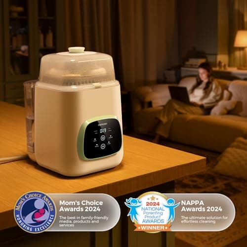 Momcozy KleanPal Pro Baby Bottle Washer, Sterilizer & Dryer - All-in-One Cleaning Machine for Bottles, Pump Parts & Baby Essentials - Time-Saving & Effortless Care thumbnail 9