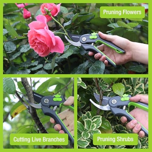 WORKPRO 8" Bypass Pruning Shears for Gardening with Dual-Size Opening