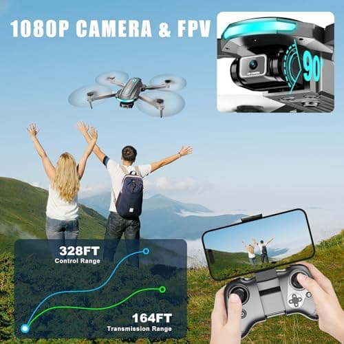 Drone with Camera for Adults and Beginners, 1080P HD FPV Foldable Mini Drones for Kids, 2 Batteries, Carrying Case, Trajectory Flight, Gravity Control, One-Key Takeoff/Landing, 360 thumbnail 4