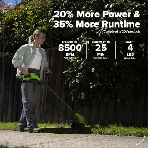 Greenworks 24V 12 in String Trimmer & 270 CFM Blower Combo, 2.0 Ah Battery thumbnail 4