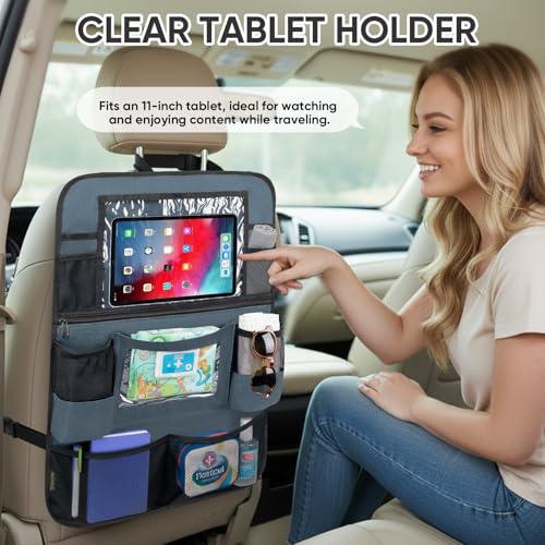 BALEINE Backseat Car Organizer, Back Seat Car Organizers and Storage, Kick Mats Back Seat Protector, Travel Accessories for Most Automotive (1 Pack, Gray) thumbnail 5