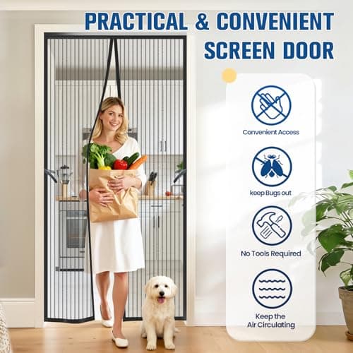 BlissTrends Magnetic Screen Door, Door Screen Magnetic Closure, Patio Screens for Patios Outside Outdoor, Mesh Screen Doors with Magnets Pet Friendly, Screen for Door to Keep Bugs 