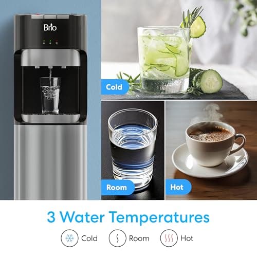 Miniatura de Dispensador de Agua Brio Carga Inferior - 3 Temperaturas, Seguro Niños, Acero Inoxidable 5