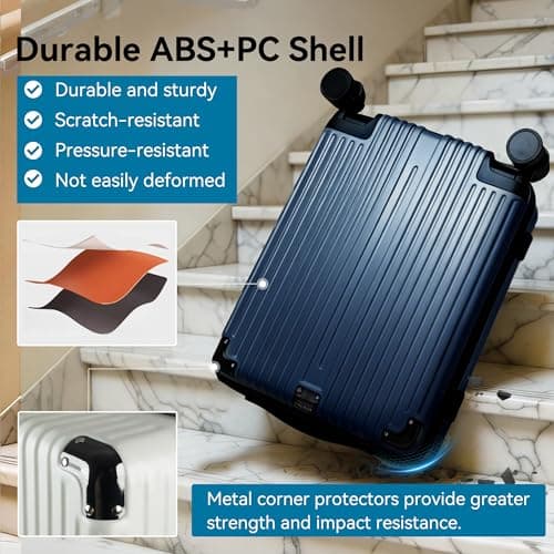 HEJIHUI 20 Inch Carry On Luggage with Spinner Wheels,PC Expandable Hard Shell Suitcase with USB Port,Lightweight Travel Luggage Airline Approved for Men Women (Navy Blue)