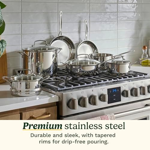 Batería de Cocina Cuisinart Chef's Classic de 11 Piezas, Acero Inoxidable y Compatible con Inducción