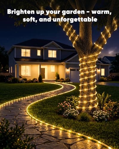 Miniatura de Manguera de Luces Solares Brightown de 39 pies, 100 LEDs, Impermeable, Blanco Cálido 8