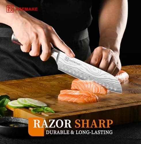 KEEMAKE 7" Santoku Knife, Razor Sharp Chef Knife with Ergonomic Handle thumbnail 2