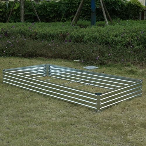 Foxlang 8x4x1ft(2 PCS) Galvanized Raised Garden Bed,Outdoor Planter Box Metal Patio Kit Planting Bed for Vegetables Flowers Herb,Silver thumbnail 6