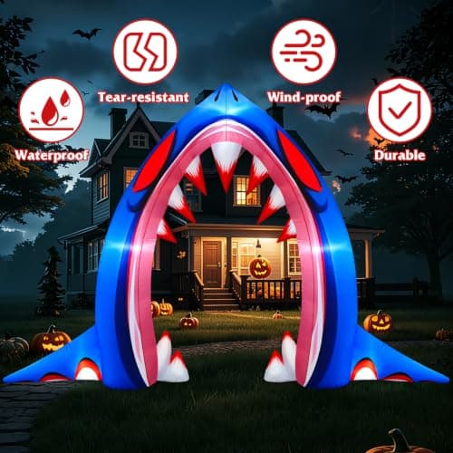 Miniatura de Arco Inflable de Tiburón para Halloween de 3 Metros con Luces LED 4
