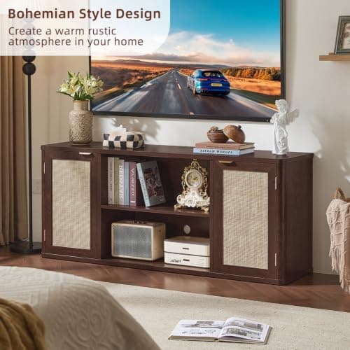Miniatura de Mueble para TV de Ratán LEYAOYAO para Sala - Nogal 4