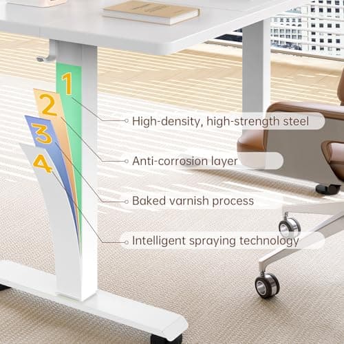 Veken 55 Inch Large Electric Standing Desk,Sit to Stand Up, Heights Adjustable, Work Home Office Computer Table for Study, Walking Pad, Writing, and Games, Wooden Desktop Desks, Wh thumbnail 8
