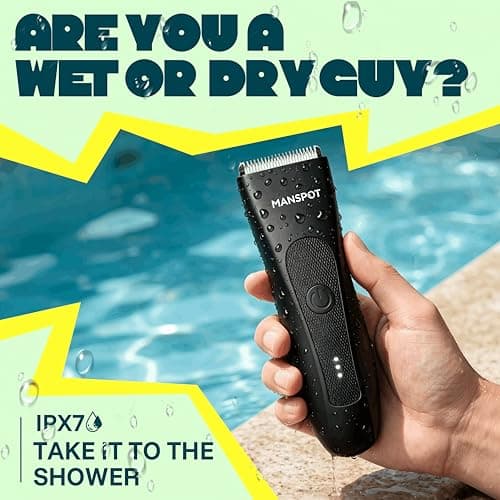 MANSPOT Manscape Groin & Body Hair Trimmer for Men, Electric Ball Pubic Trimmer Shaver,Manscape Kit with 4 Guard,Replaceable Ceramic Blade Heads,Waterproof Wet/Dry Shaver,90 Minute thumbnail 5