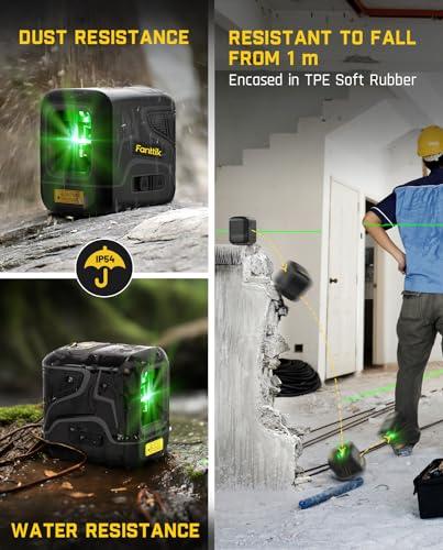 Fanttik D2 Pocket Green Laser Level, 100 ft Self-Leveling Cross Line Laser, Type-C Rechargeable, Rotatable 360 Degree, Pulse Mode, Magnetic Bracket, Carrying Pouch, for Picture Han thumbnail 7