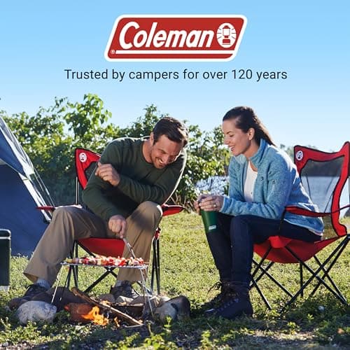 Coleman Broadband Mesh Quad Camping Chair with Carry Bag & Cup Holder, Cooling Mesh Back with Adjustable Arms, Great for Camping, Tailgating, Firepits, Patio, & More thumbnail 8