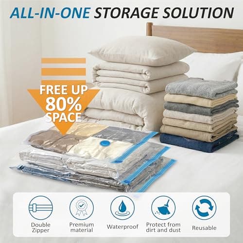 Cozy Essential Vacuum Storage Bags, 80% Compression Vacuum Seal Space Saver Plastic Packaging Bags for Clothes, Blankets, Pillow, Bedding, Comforters, Sealer Clothing Storage,20 Co