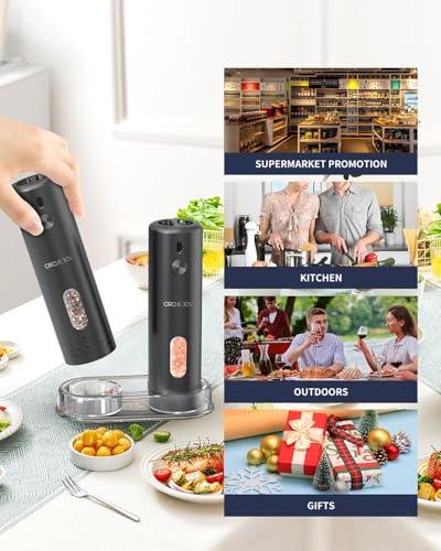 Miniatura de Set Molinillos Eléctricos Recargables Sal y Pimienta CIRCLE JOY con Base y Ajuste Externo 7